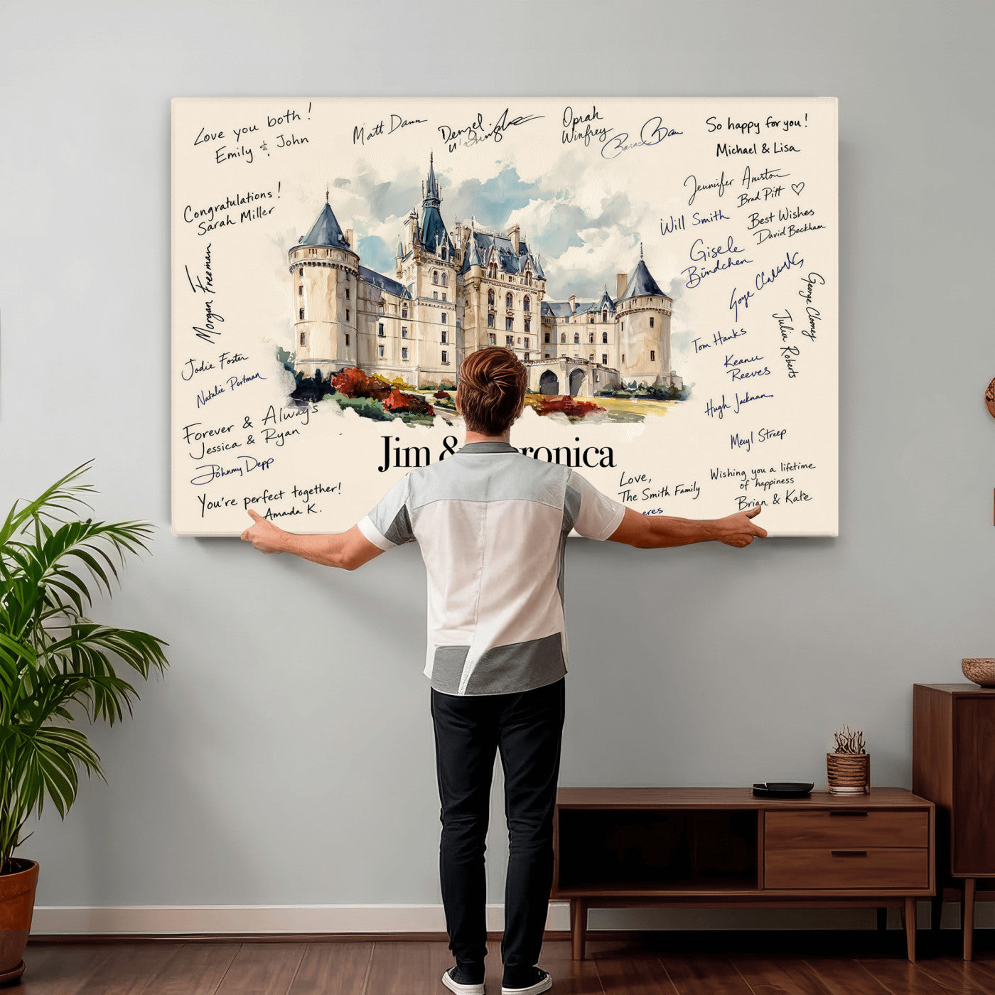 55883547-MGV-CV-36X24 - Wedding Guest Book Alternative Wall Art Canvas Print, Personalized Wedding Signature Poster, Custom Couple Photo Guestbook Canvas