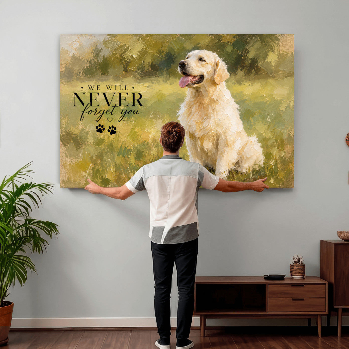 38460512P1-MGV-CV-36X24 - Oil Paint Style Pet Memorial Wall Art Canvas Print, Custom Dog Memorial Portrait, Personalized Angel Pet Loss Gift, Angel Wings Puppy Print