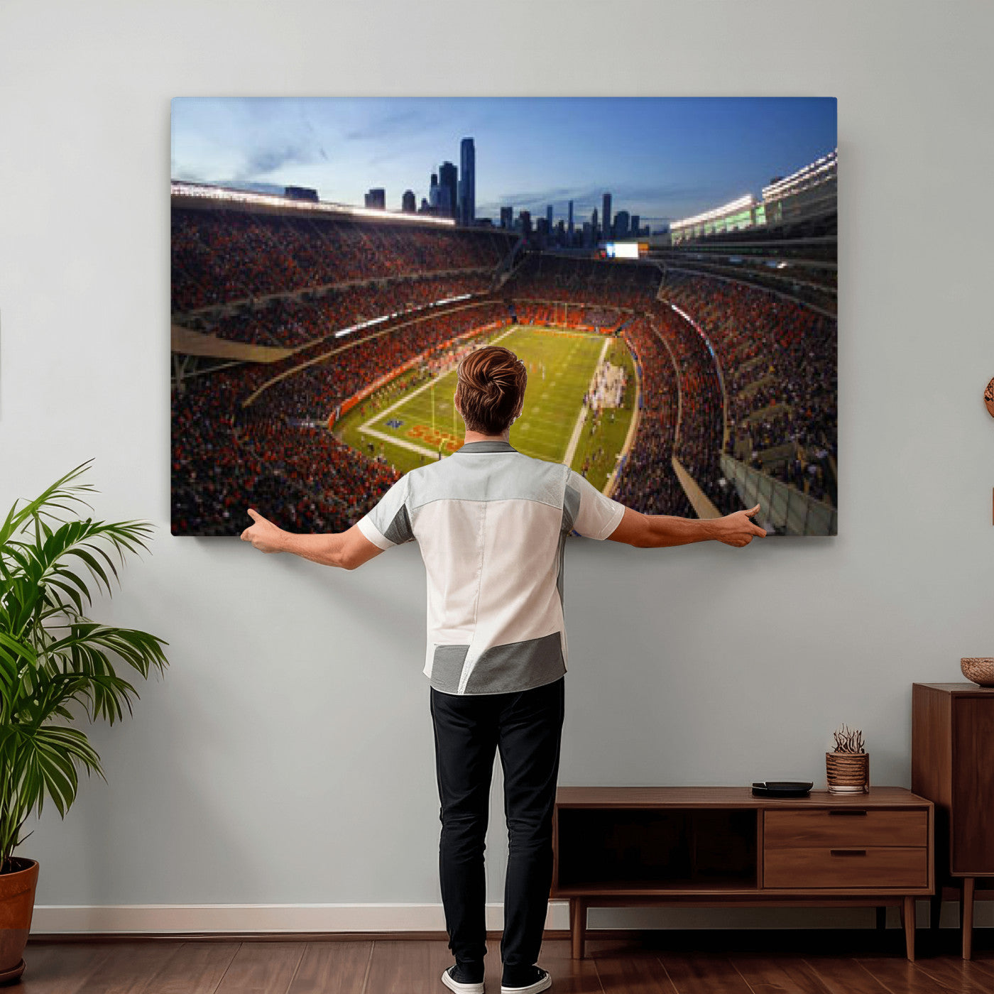 50691720-MGV-CV-36X24 - Chicago Bears Soldier Field Canvas Wall Art, NFL Stadium Panorama Print, Football Arena Photography for Sports Fans