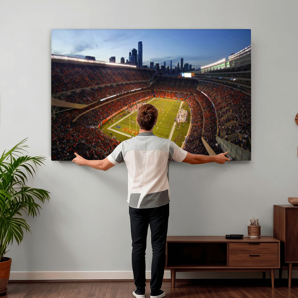 50691720-MGV-CV-36X24 - Chicago Bears Soldier Field Canvas Wall Art, NFL Stadium Panorama Print, Football Arena Photography for Sports Fans
