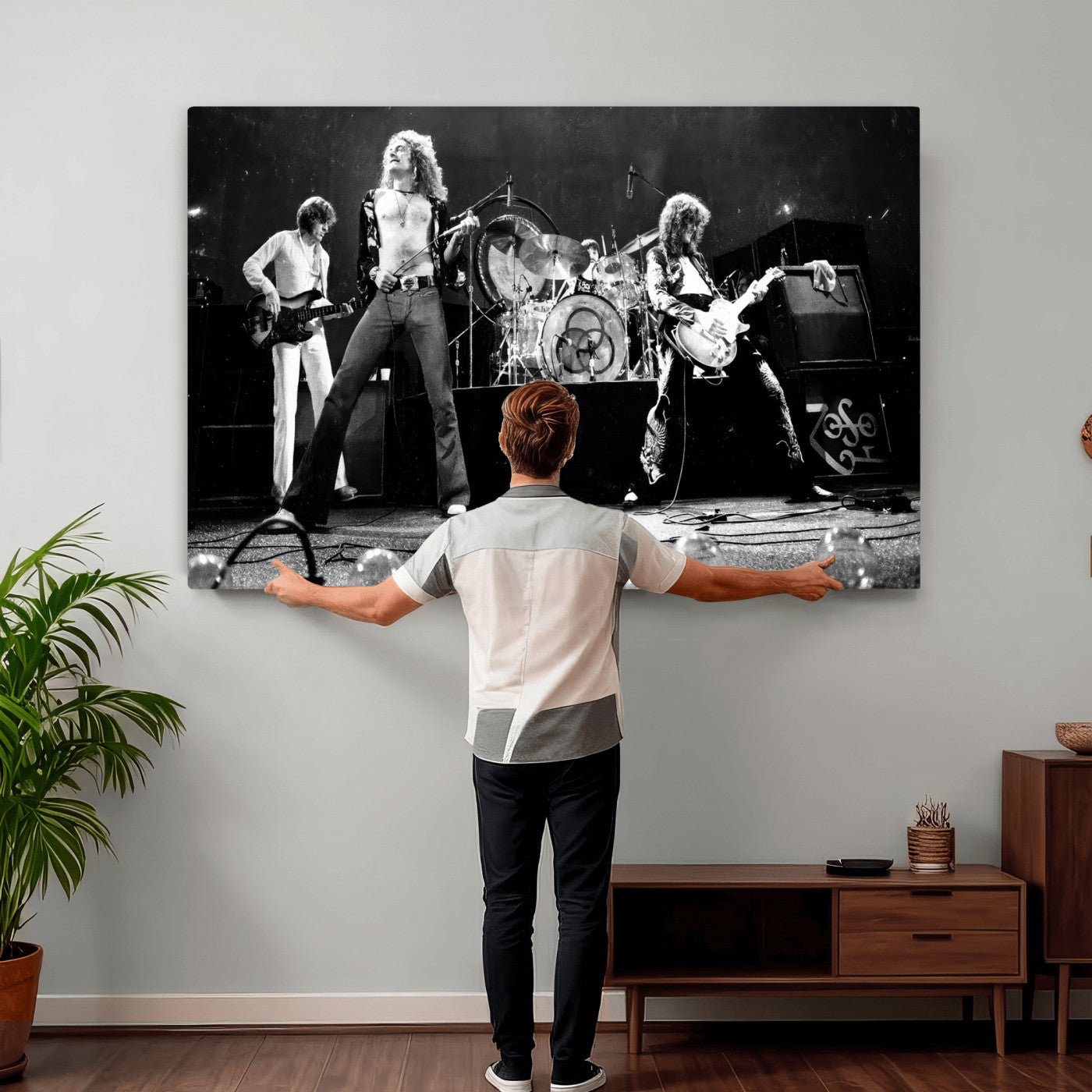 ed Zeppelin Live Concert Canvas Wall Art, Classic Rock Band