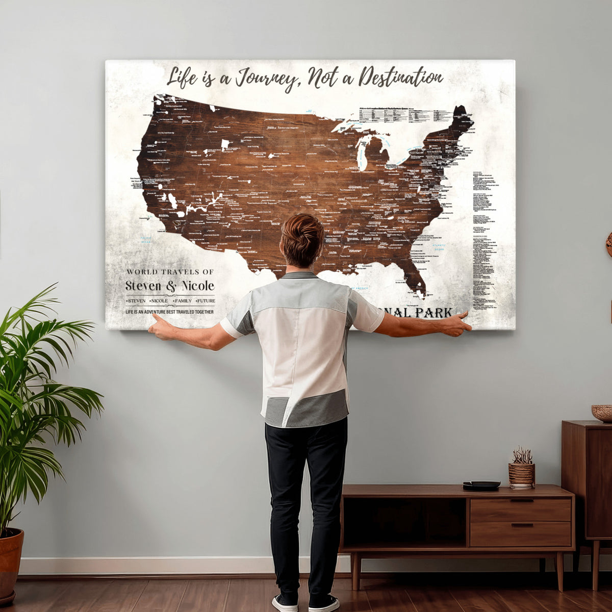 24049800-MGV-CV-36X24 - Personalized USA National Park Push Pin Travel Map Canvas Print