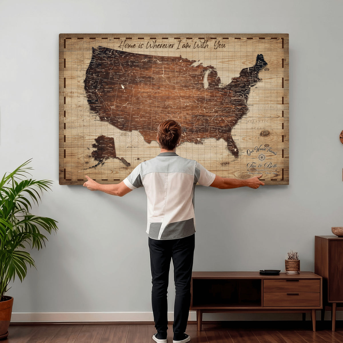 19102499U-MGV-CV-36X24 - Personalized USA Push Pin Travel Map Canvas for Adventure Wall Decor