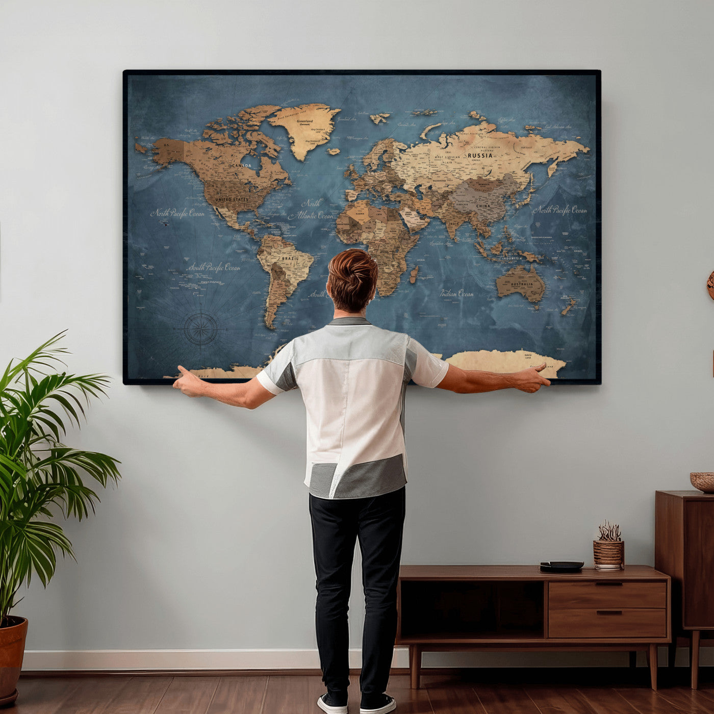 45826339-MGV-CV-36X24 - World Map Canvas Wall Art Canvas Print