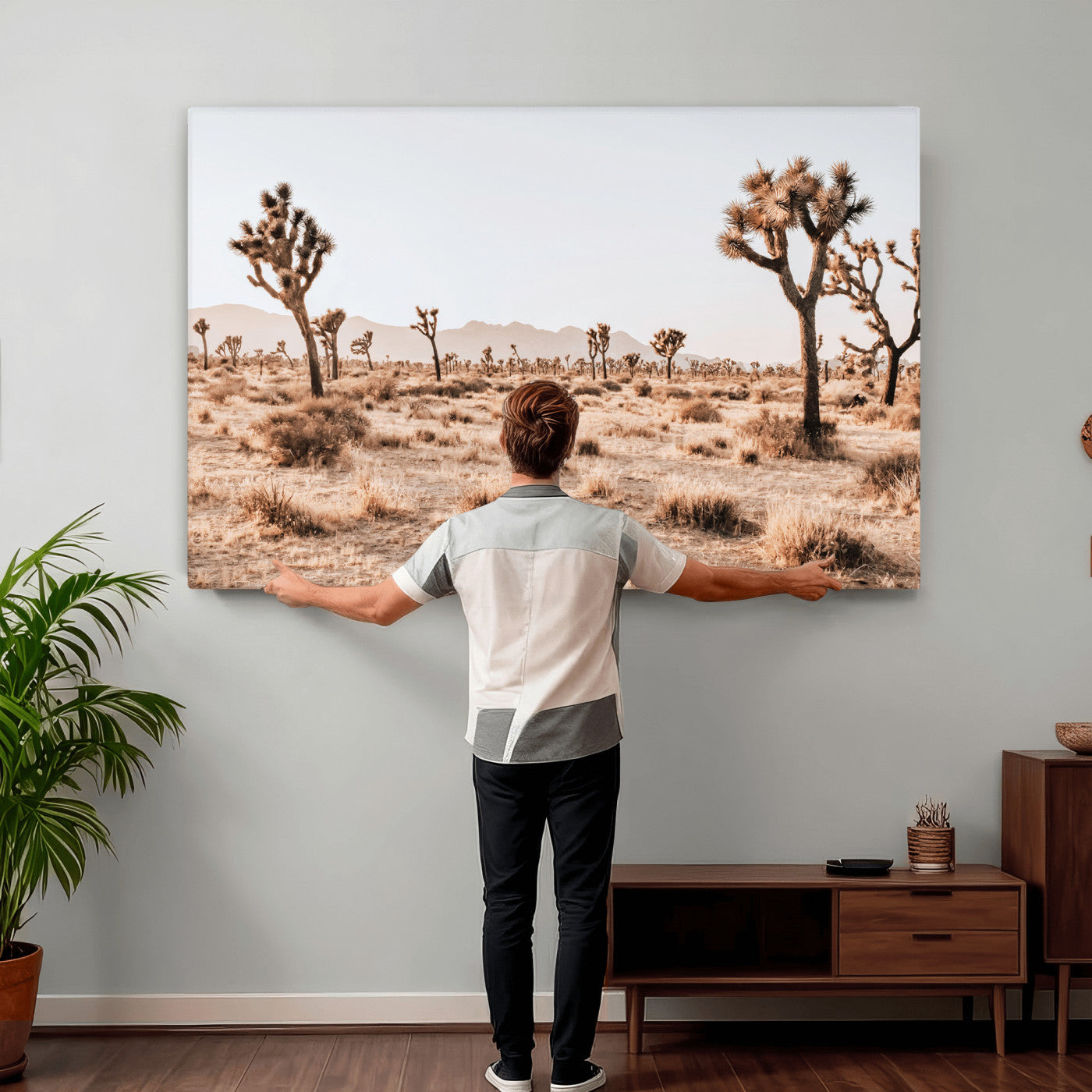 33549408-MGV-CV-36X24 - Joshua Tree Desert Canvas Wall Art Print, Desert Landscape Photography, Boho Southwest Wall Decor, Nature Canvas, Ready to Hang