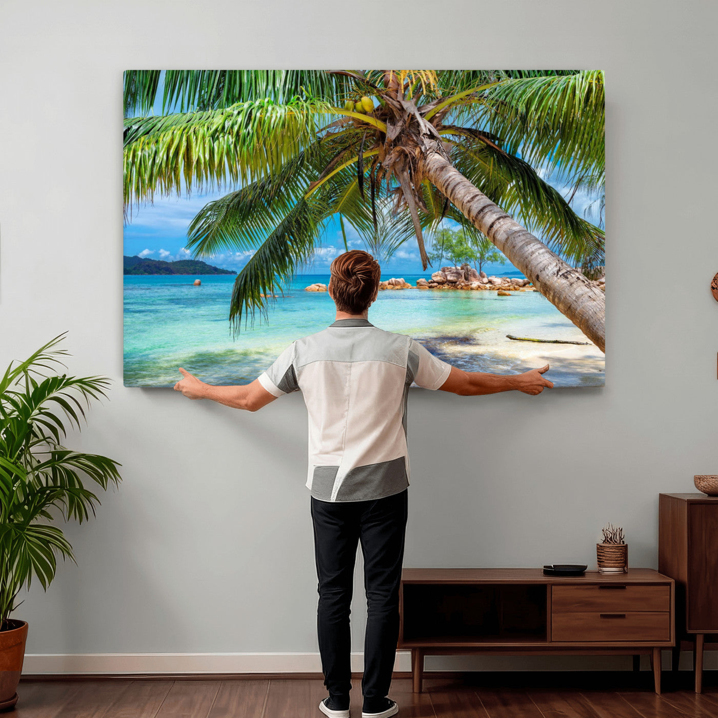 86824715-MGV-CV-36X24 - Seychelles Beach Canvas Wall Art - Anse Volbert Praslin Island Print