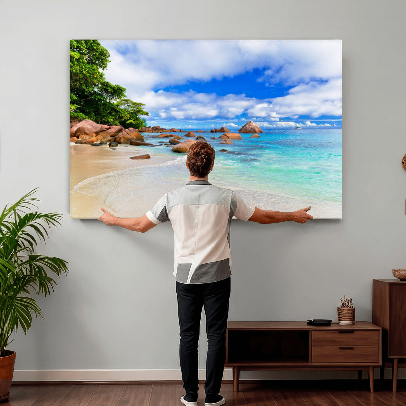 81980382-MGV-CV-36X24 - Seychelles Beach Canvas Wall Art - Anse Intendance Turquoise Ocean Print