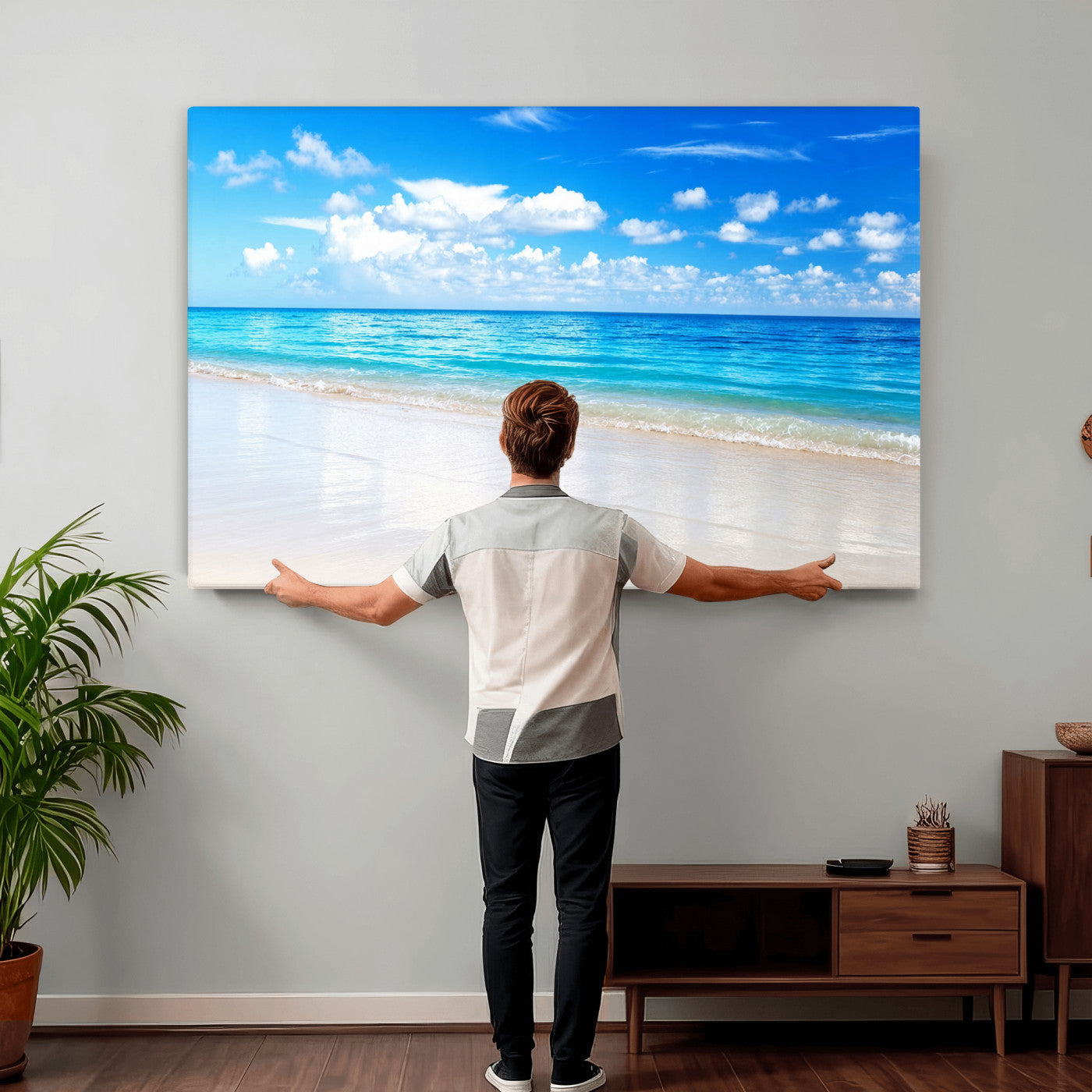 67491909-MGV-CV-36X24 - Tropical Beach Ocean Wall Art Canvas Print for Home Decor