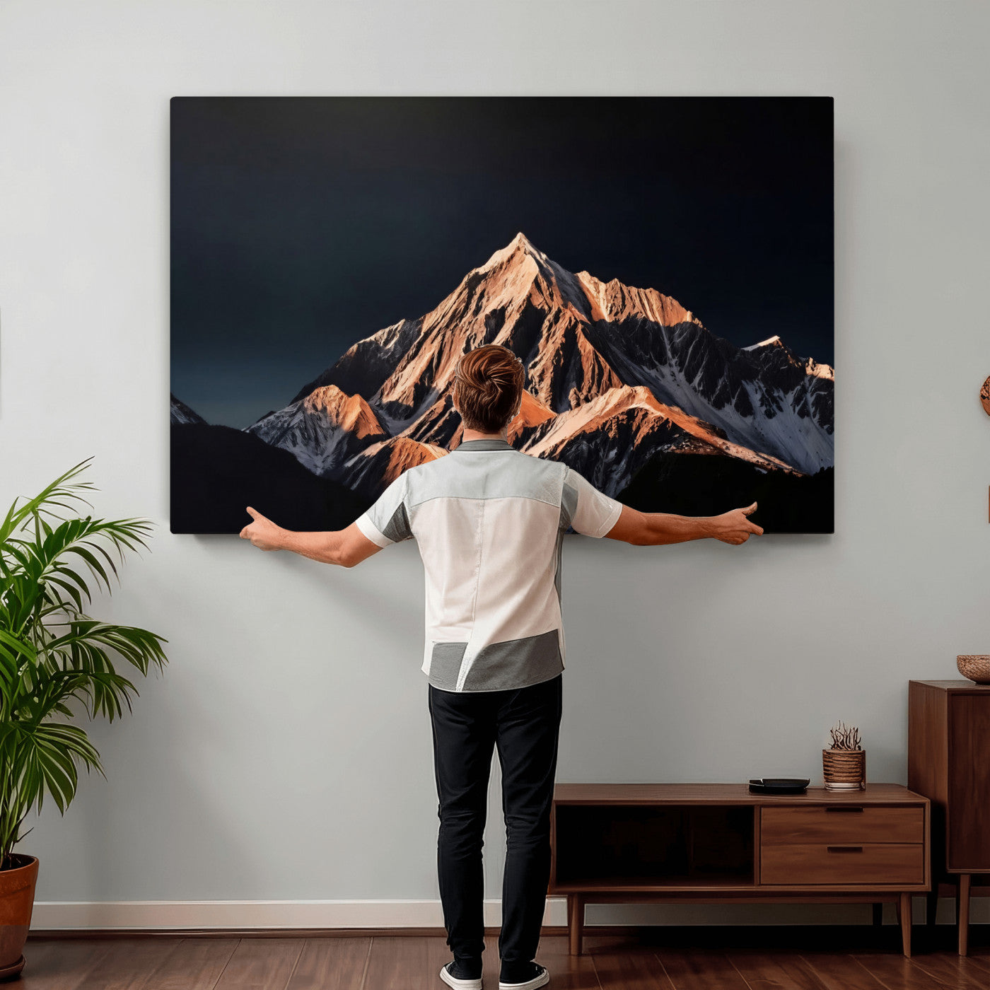 10196184-MGV-CV-36X24 - Snow Mountain Wall Art Canvas Print for Living Room Decor