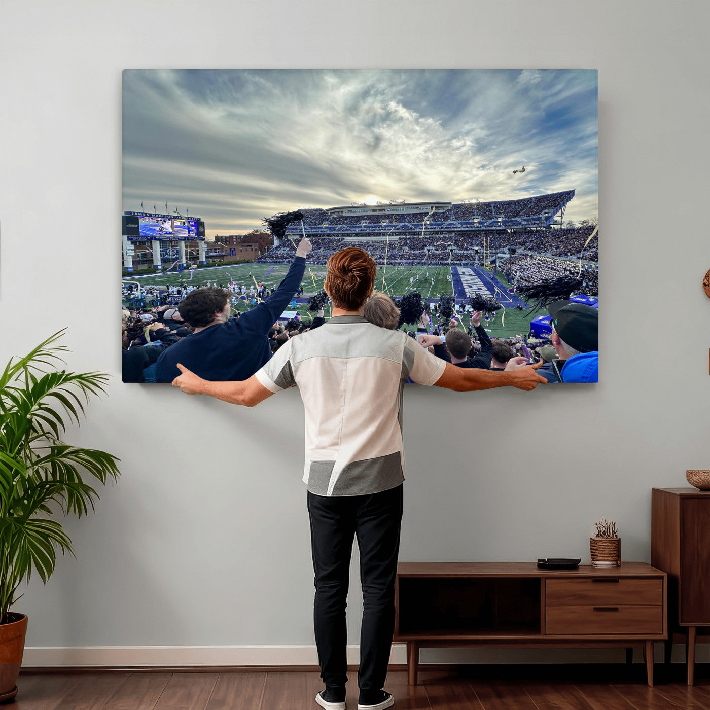 400867JMU-MGV-CV-36X24 - JMU Stadium Wall Art Canvas Print for Game Room Decor - James Madison University Stadium
