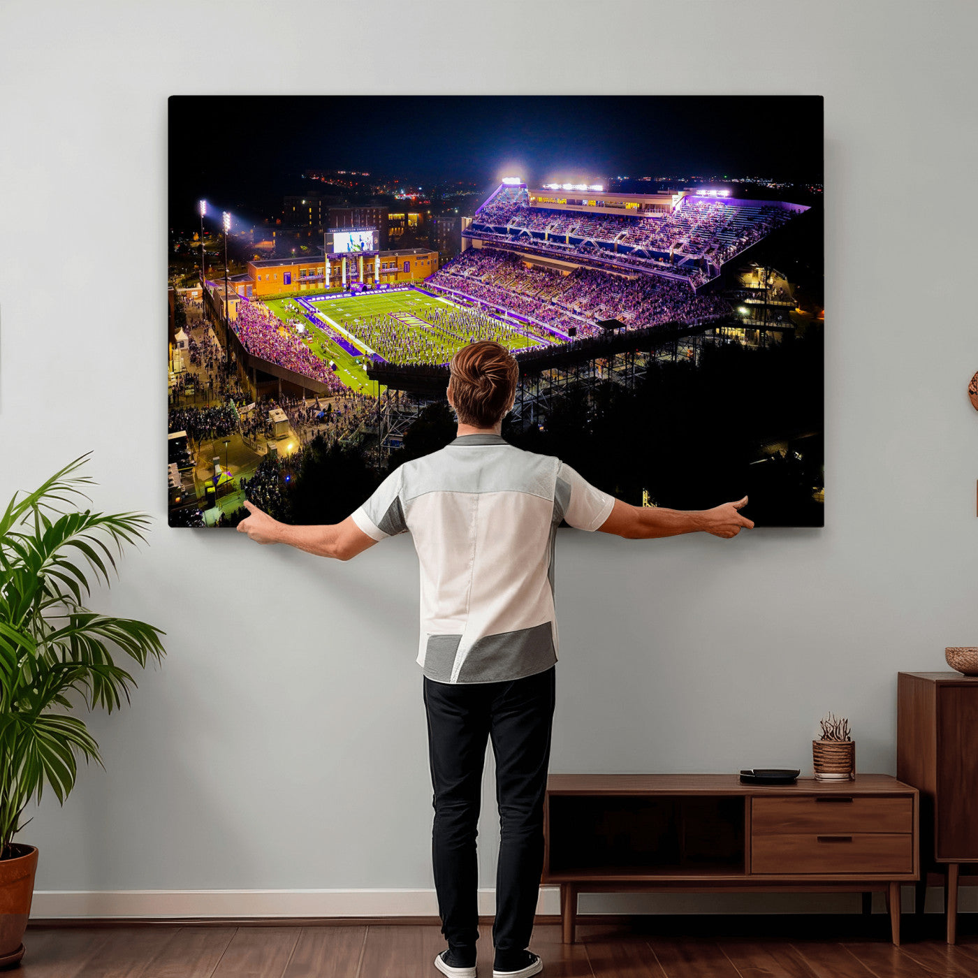 400867JMU2-MGV-CV-36X24 - JMU Stadium Wall Art Canvas Print for Game Room Decor - James Madison University Stadium