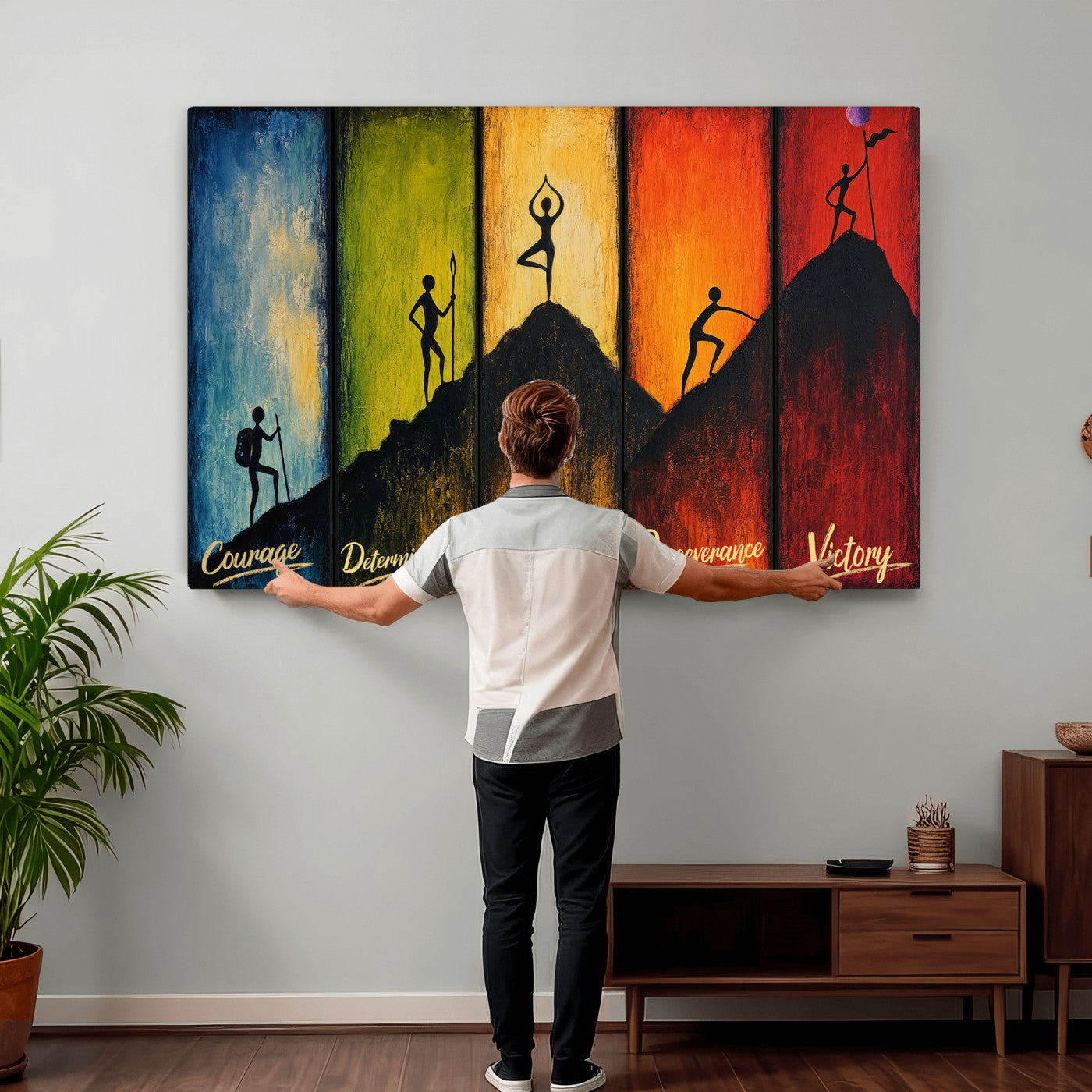 59418630-MGV-CV-36X24 - Success Journey Courage to Victory Wall Art Canvas Print - Motivational Office Decor
