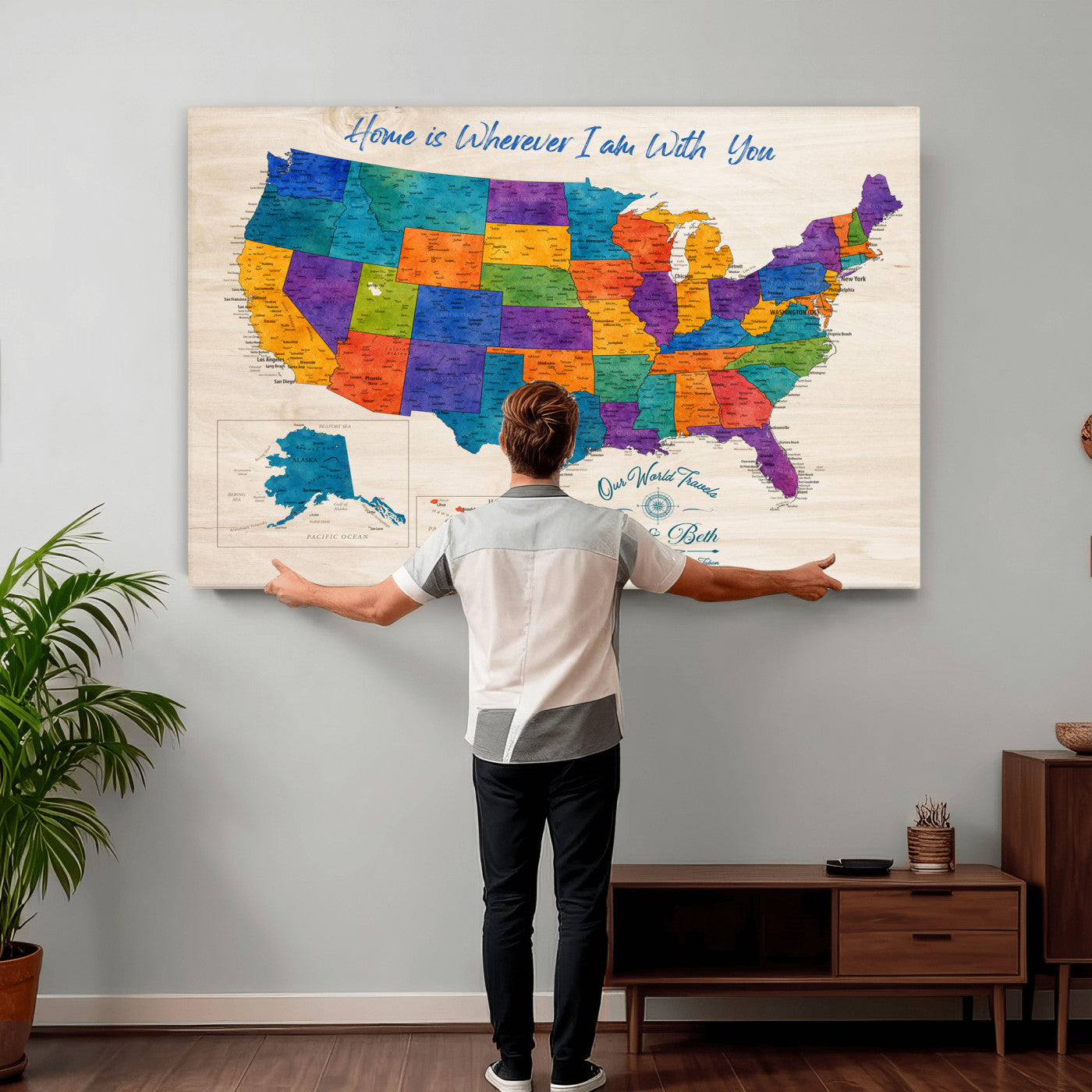 588510355-MGV-CV-36X24 - Personalized USA Push Pin Travel Map – Custom United States Map Wall Art