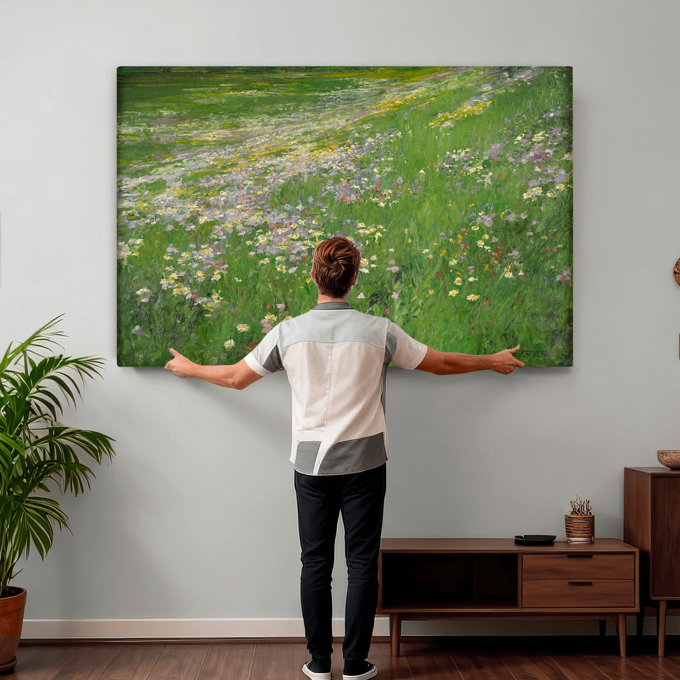 63535040-MGV-CV-36X24 - Alexander Koester Flower Meadow Canvas Wall Art, Vintage Landscape Print