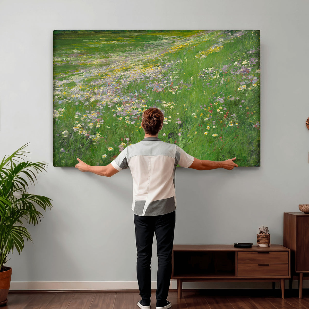 63535040-MGV-CV-36X24 - Alexander Koester Flower Meadow Canvas Wall Art, Vintage Landscape Print
