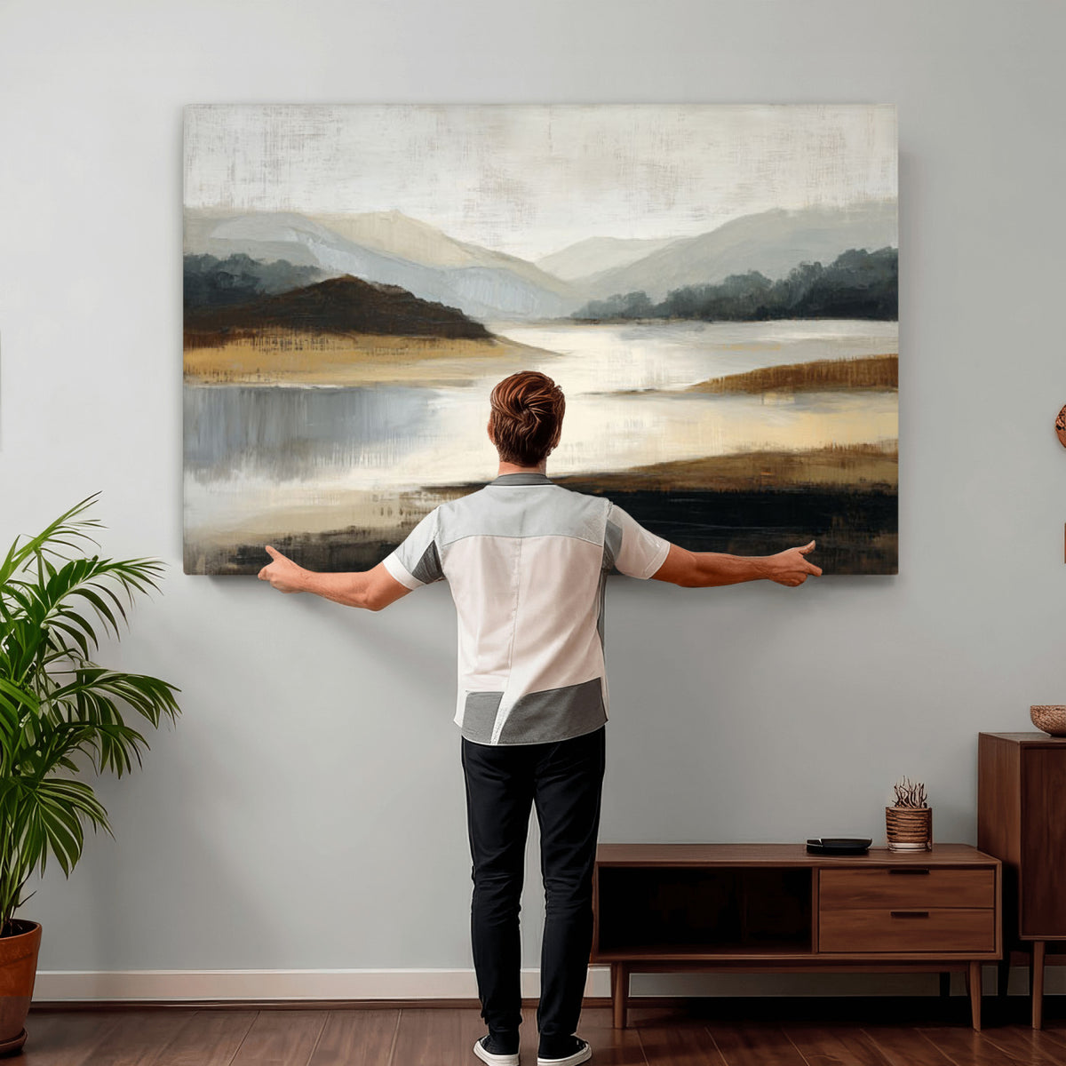 36730896-MGV-CV-36X24 - Modern Abstract Landscape Canvas Wall Art, Minimalist Nature Printing