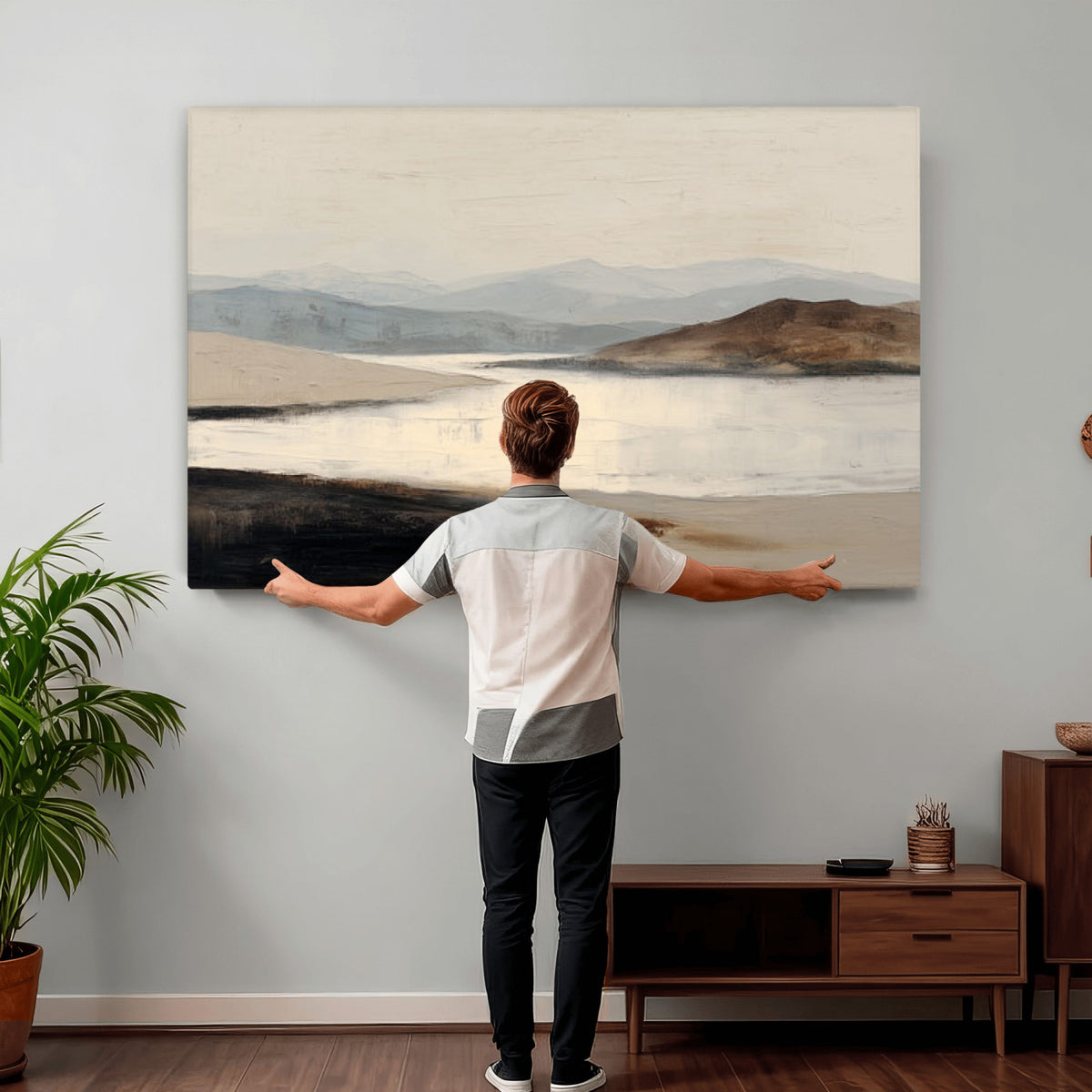 36873679-MGV-CV-36X24 - Modern Abstract Landscape Canvas Wall Art, Minimalist Nature Printing