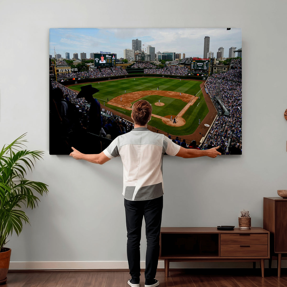 34859D-MGV-CV-36X24 - Chicago Cubs Baseball Team Print - Wrigley Field Stadium