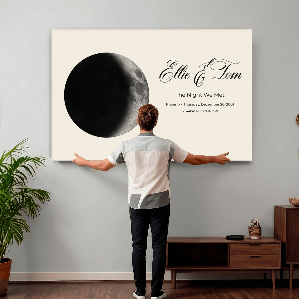 CSTM914MOON-MGV-CV-36X24 - Moon Phase Canvas Print – Personalized Moon from the Night You Met Wall Art
