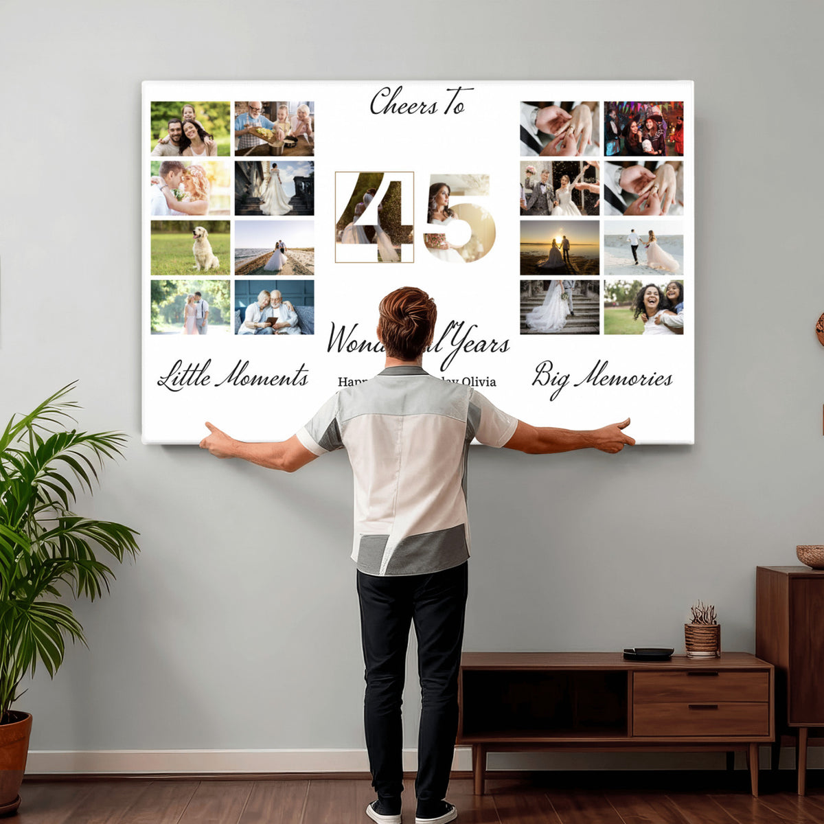 CSTM914CLJ-MGV-CV-36X24 - Moments and Memories Canvas Print – Personalized Birthday Photo Grid Wall Art