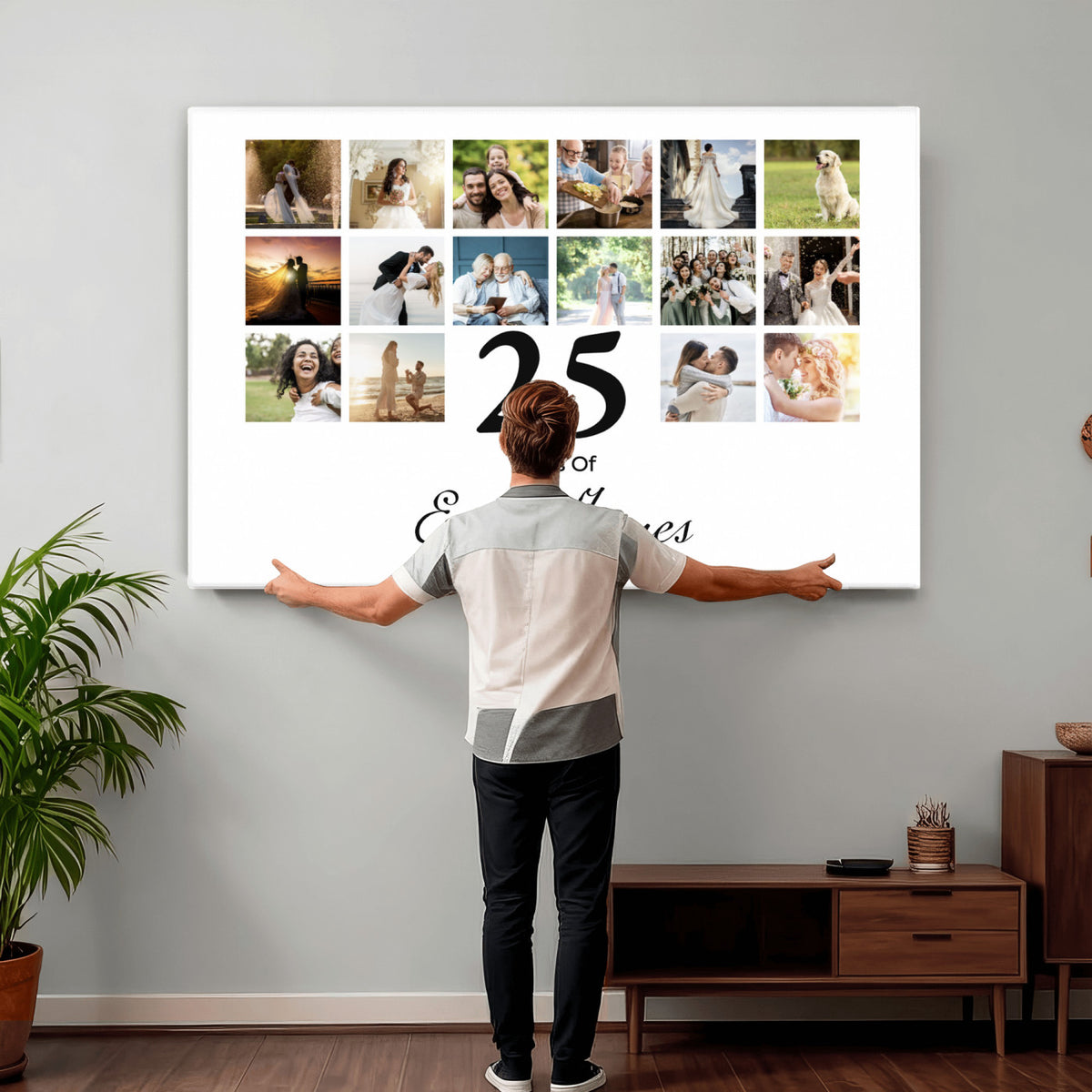 CSTM914ANID-MGV-CV-36X24 - Photo Grid with Number Canvas Print – Personalized Birthday or Anniversary Photo Collage