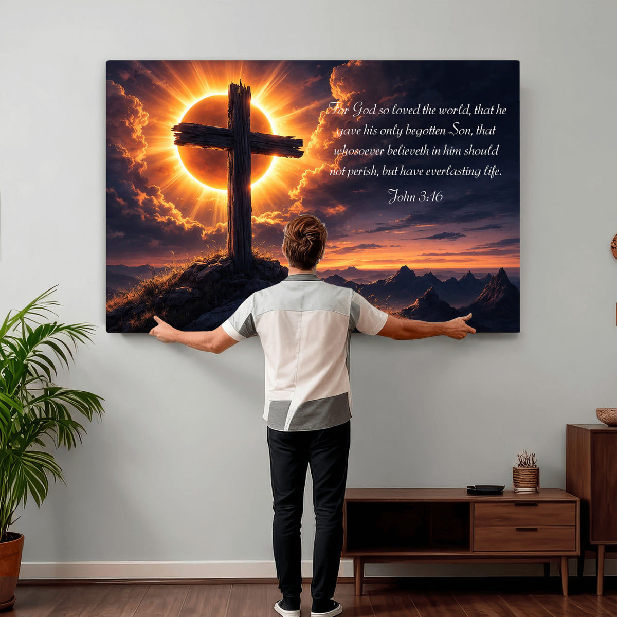 Custom Bible Verse Cross Canvas, Personalized Christian Wall Art