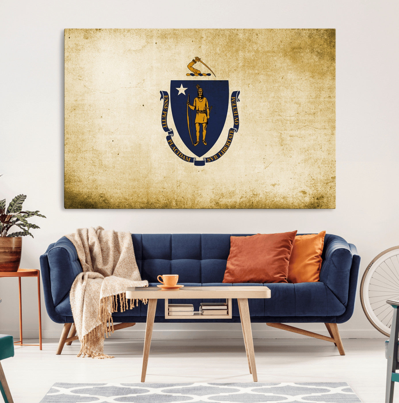 37316-MGV-CV-36X24-Massachusetts Flag Wall Art Canvas Print