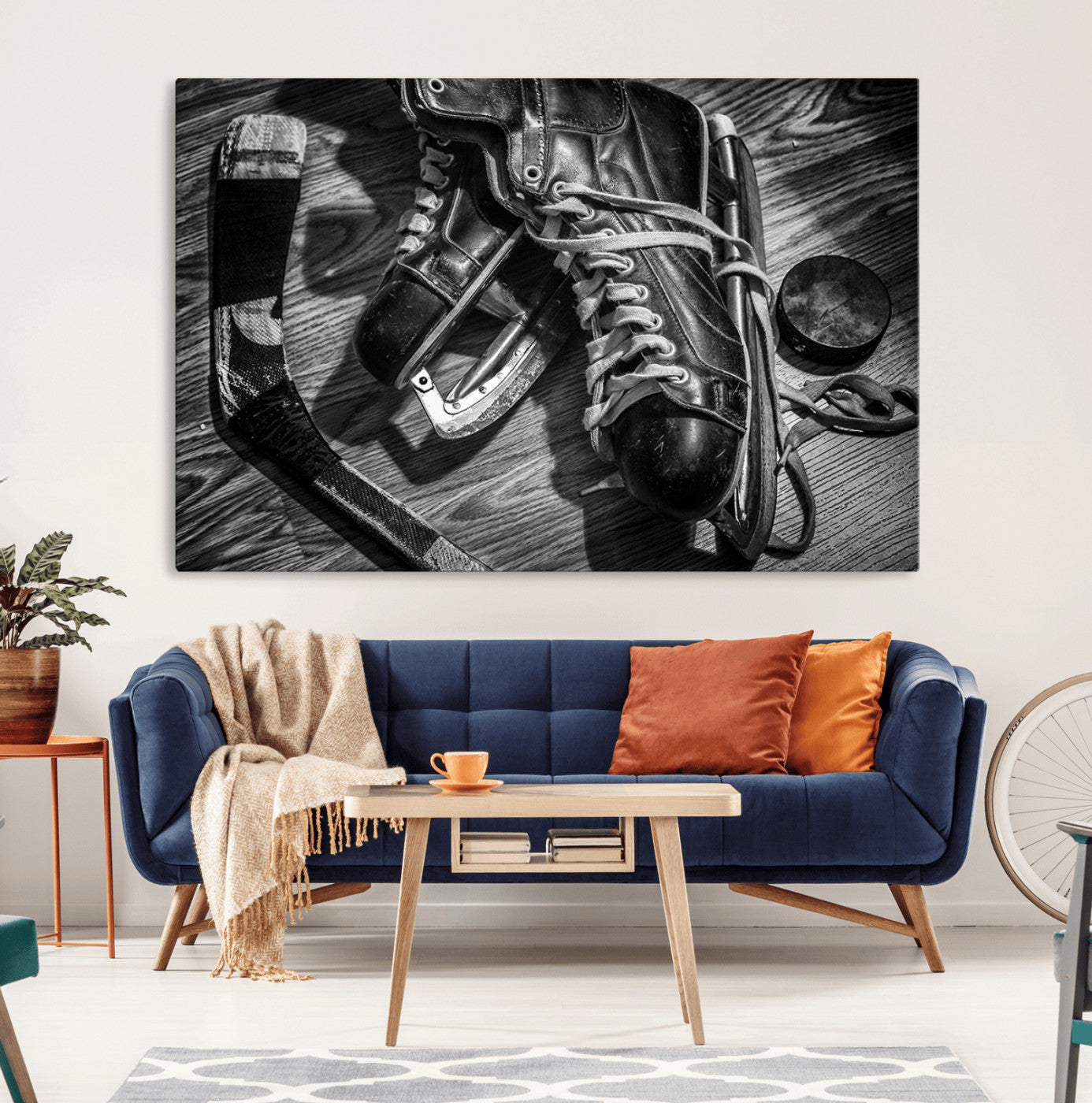 20553-MGV-CV-36X24-Old Pair of Mens Skates Wall Art Canvas, Men Skates Wall Art Print
