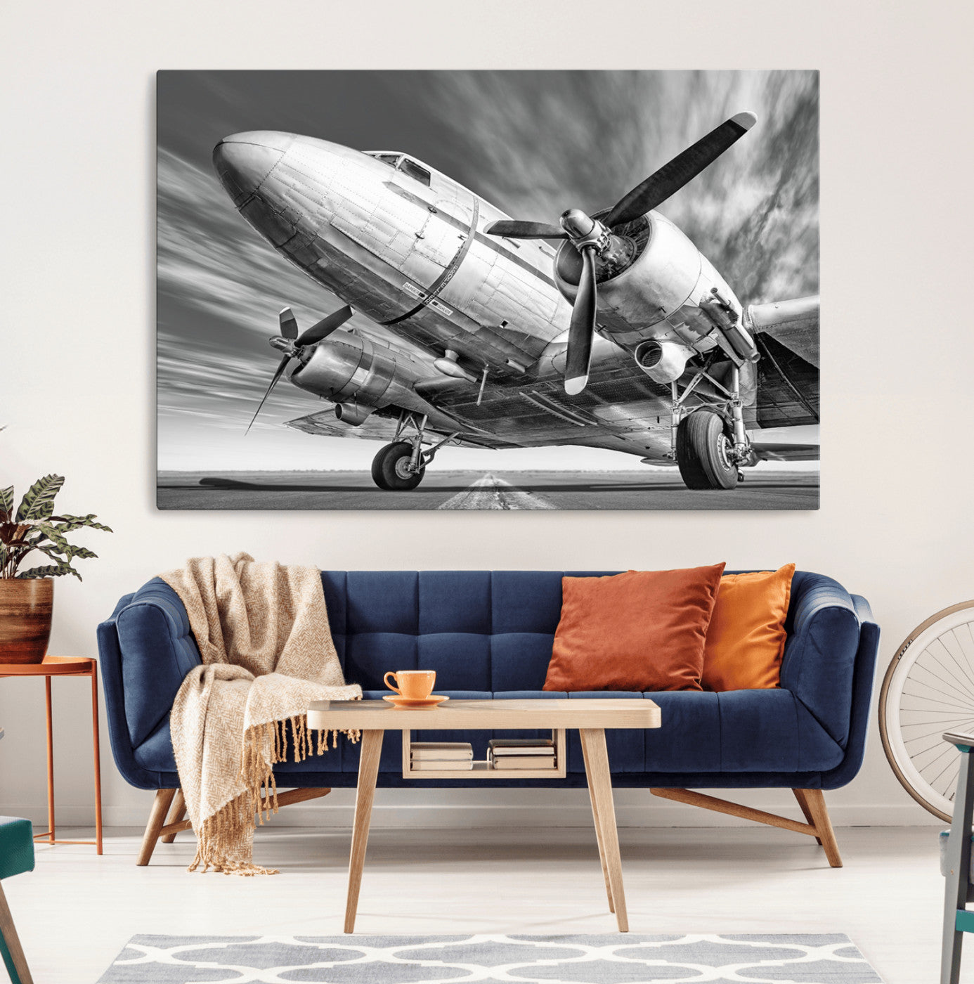 82744-MGV-CV-36X24-Vintage Airplane on Runway Canvas Print