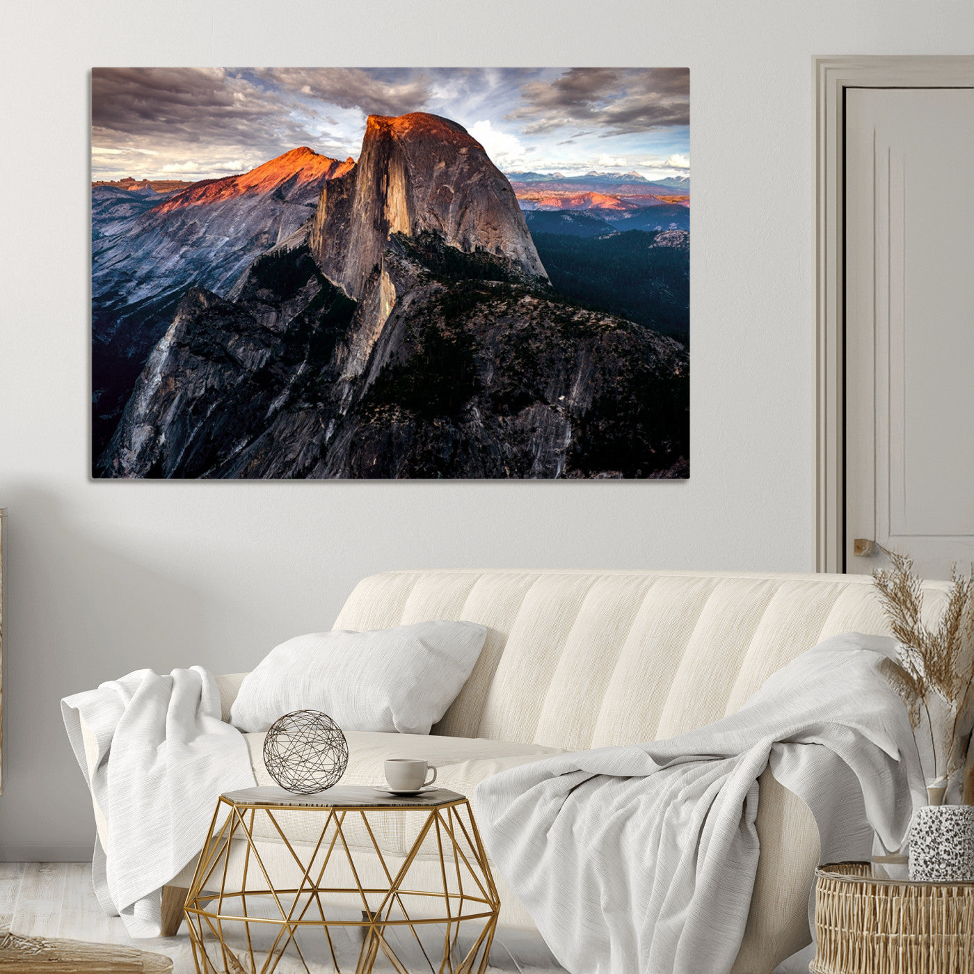 20714-MGV-CV-36X24-Half Dome Wall Art Print - Yosemite Majestic Triptych Landscape Print – National Park Nature Decor for Living Room or Office – Ready to Hang
