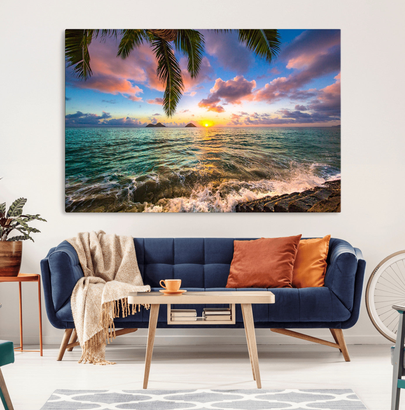 MGV-CV-36X24 - Framed Tropical Sunset Art Canvas Print