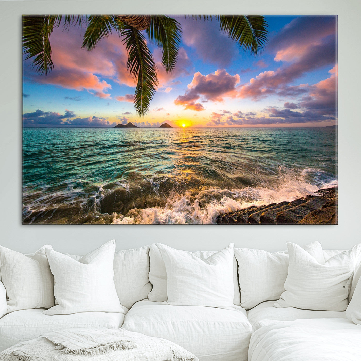 85985-MGV-CV-36X24-Framed Tropical Sunset Art Canvas Print