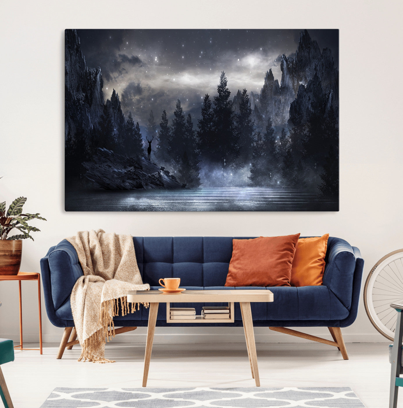 MGV-CV-36X24 - Night Landscape and Trees Wall Art Canvas Print