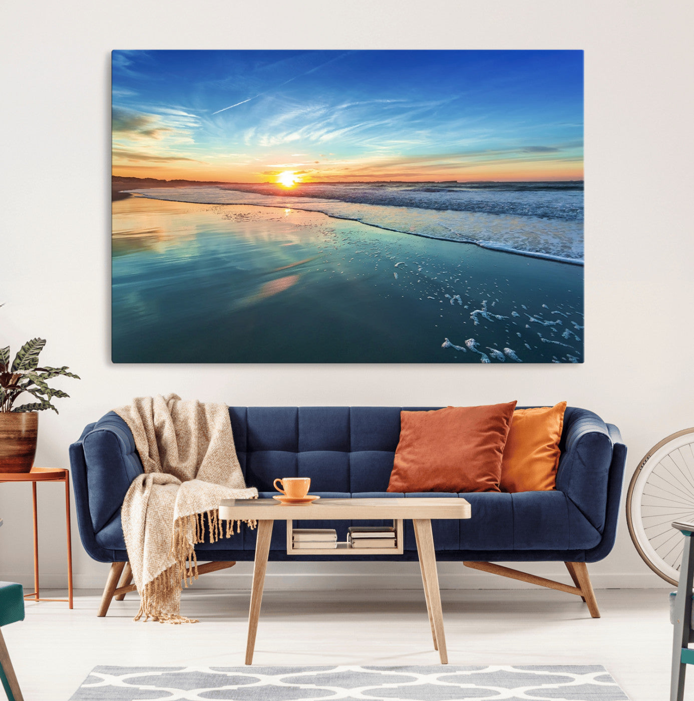 MGV-CV-36X24 - Blue Sky and Beach Wall Art Canvas Print