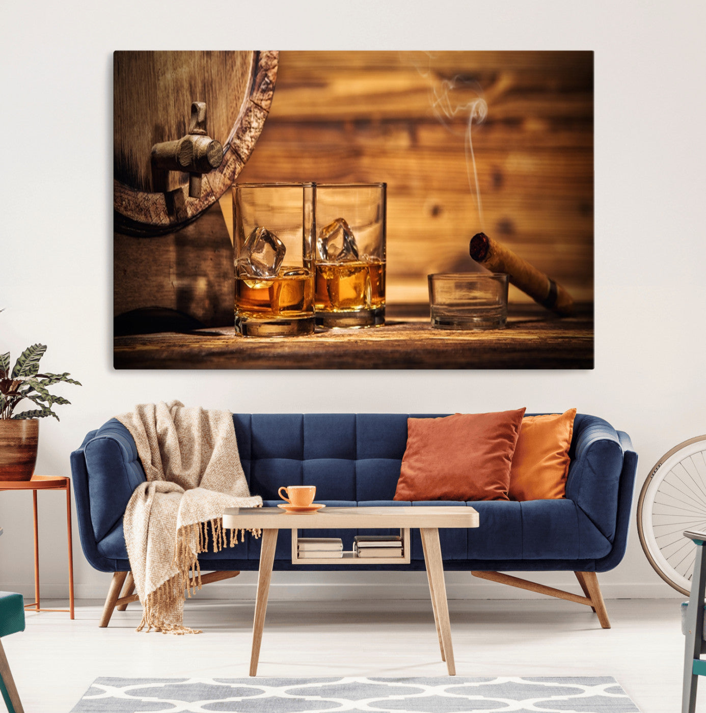 -Rustic Whiskey and Barrel Canvas Print