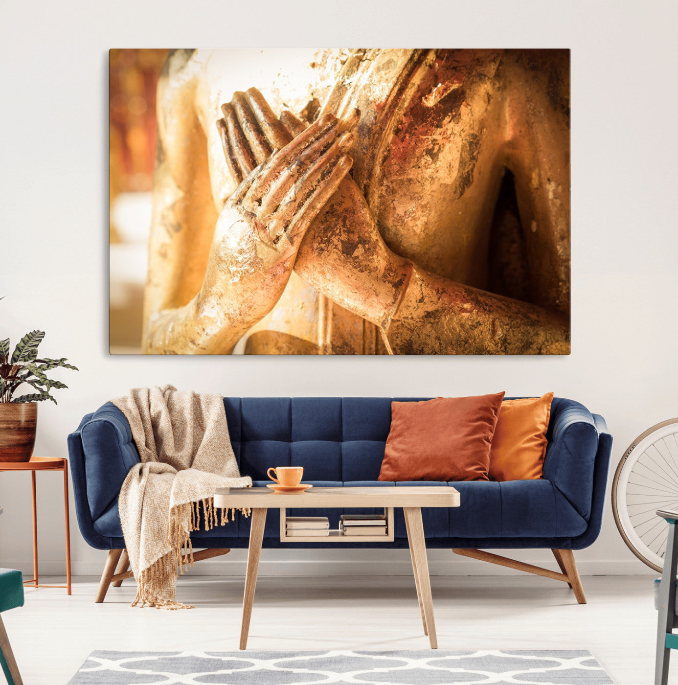 87005-MGV-CV-36X24-Buddha Statue Hands Wall Art Canvas Print