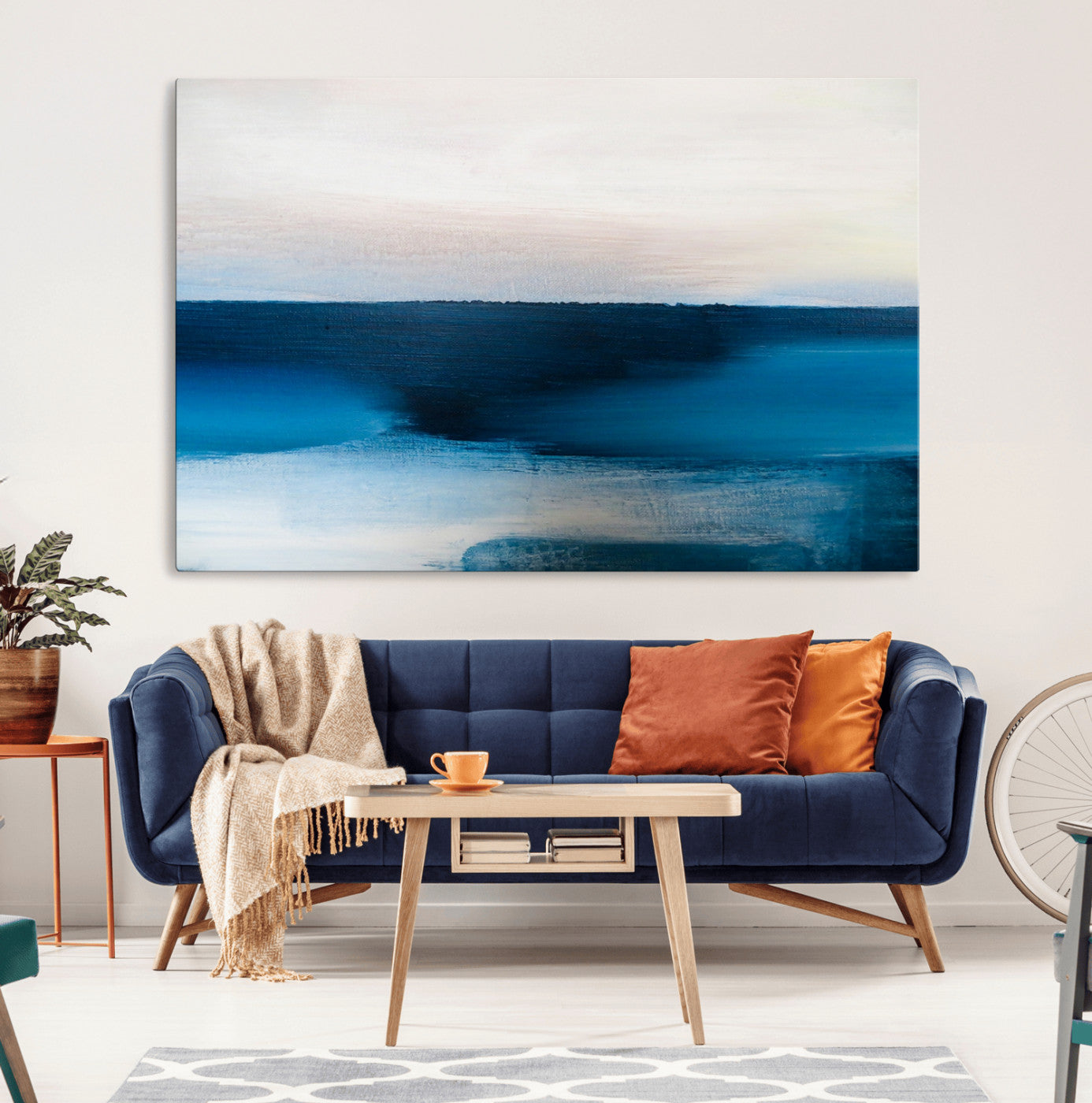 MGV-CV-36X24 - Dark Blue Abstract Wall Art Canvas Print