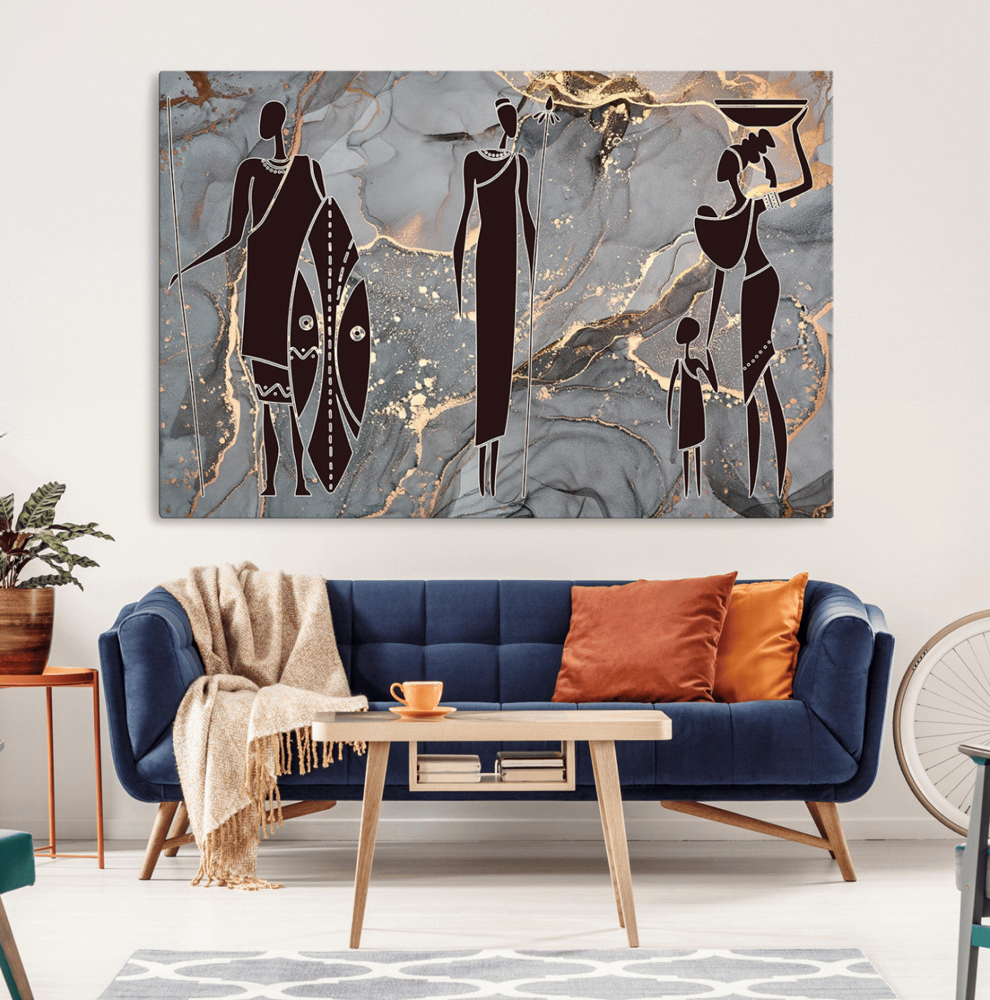 81756-MGV-CV-36X24-African American Wall Art – Elegant African Women Canvas Print, Modern Ethnic Painting for Living Room or Office Decor