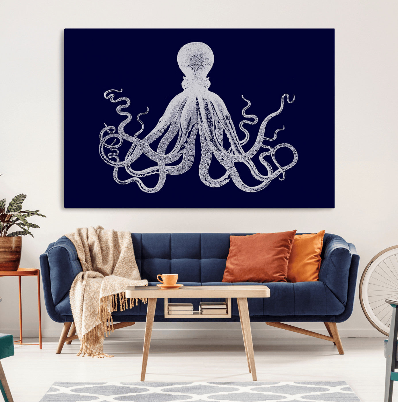 MGV-CV-36X24 - Blue Octopus Wall Art Canvas Print