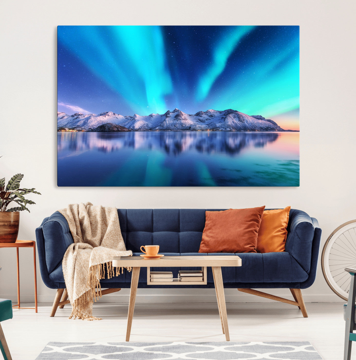 MGV-CV-36X24 - Northern Lights above Mountain Wall Art, Northern Lights Wall Art Canvas Print