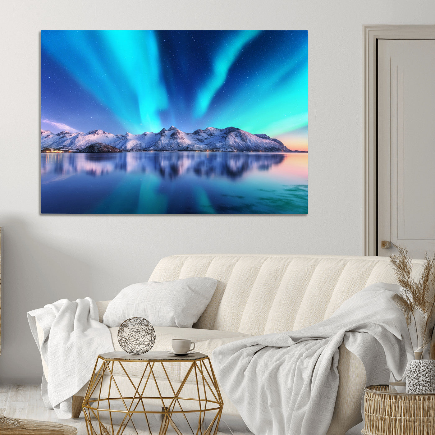 49902-MGV-CV-36X24-Northern Lights above Mountain Wall Art, Northern Lights Wall Art Canvas Print
