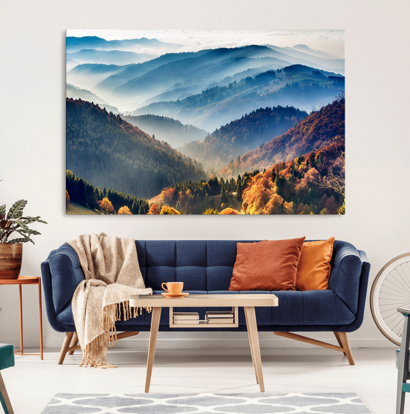 MGV-CV-36X24 - Mountains Forest Autumn Wall Art Canvas Print