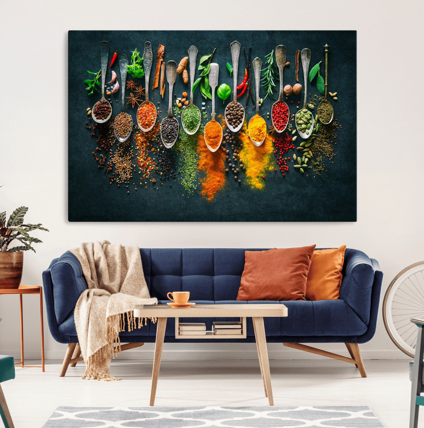 52202-MGV-CV-36X24-Colorful Spices Canvas Wall Art – Vibrant Kitchen Decor Triptych – Culinary Art Print for Dining