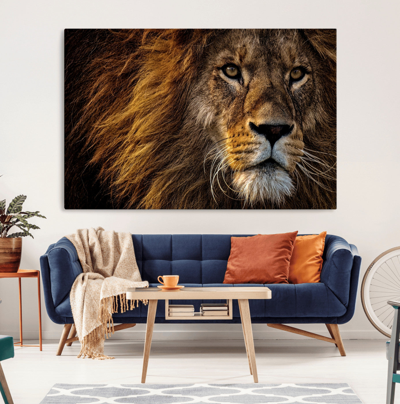 98665-MGV-CV-36X24-Mighty Lion Wall Art Canvas Print – Majestic Animal Portrait Artwork for Home, Office, Living Room, Guest Room