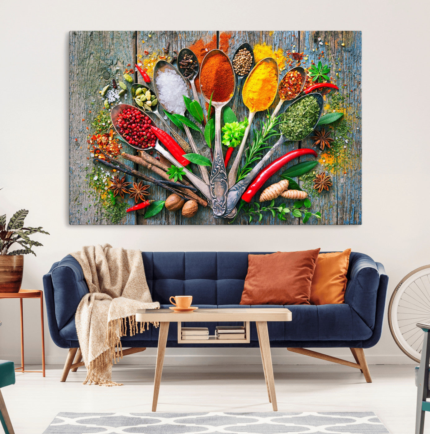 -Kitchen Wall Art Print - Spoonful of Spices Cooking Wall Art Canvas Print - Vibrant Kitchen Decor