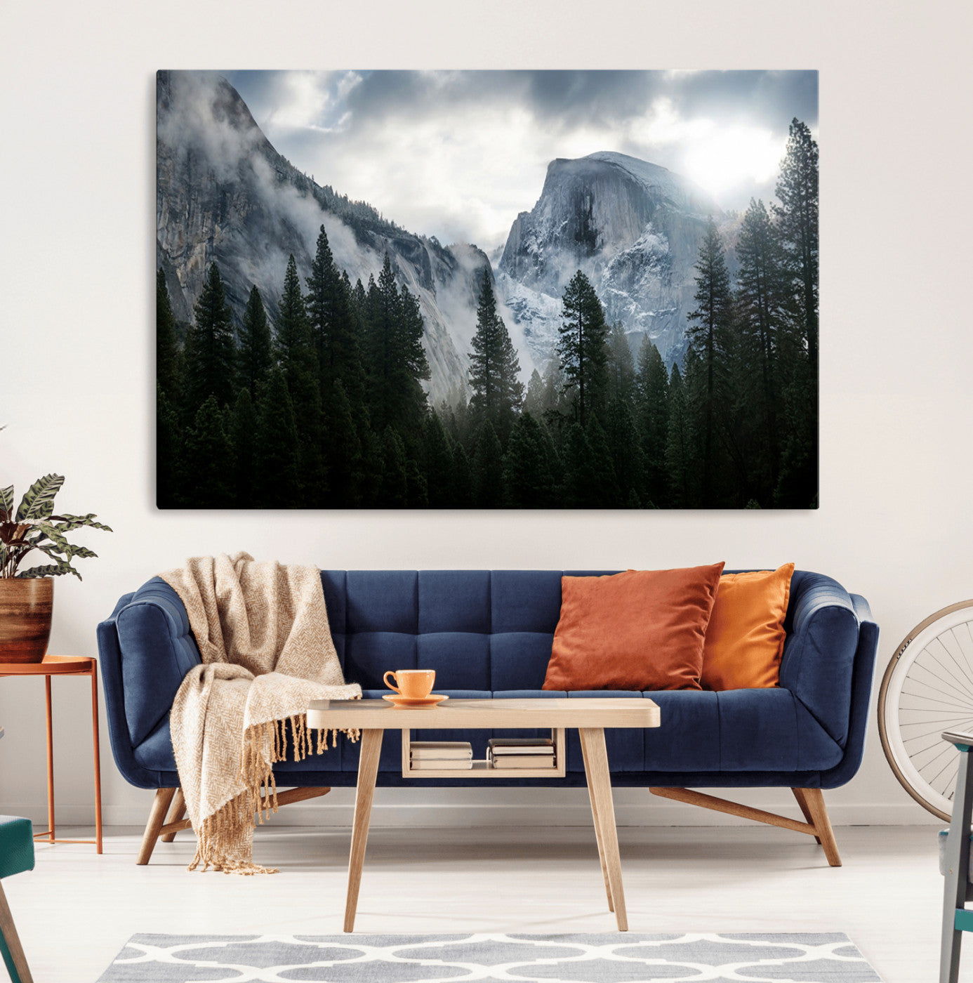 MGV-CV-36X24 - Yosemite National Park El Capitan Foggy Mountain Wall Art | Large Canvas Print for Living Room,