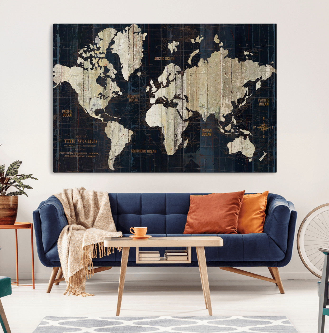 14651-MGV-CV-36X24-Push Pin World Map Canvas Print – Travel Tracker Wall Art for Couples, Perfect Anniversary Gift for Home or Office Decor