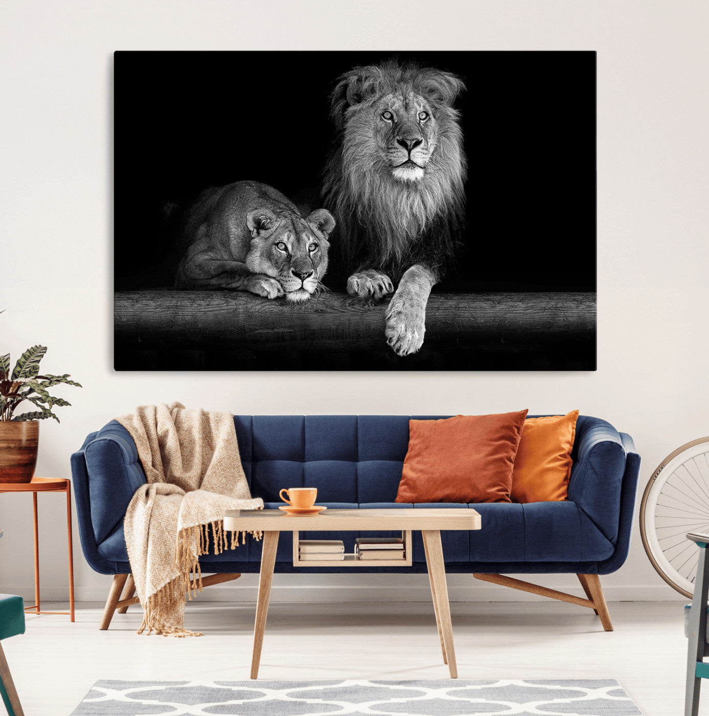 83601-MGV-CV-36X24-Lion Family Wall Art Canvas Print – Framed Majestic Wildlife Portrait Featuring Lion Family Natural Habitat Artwork for Home