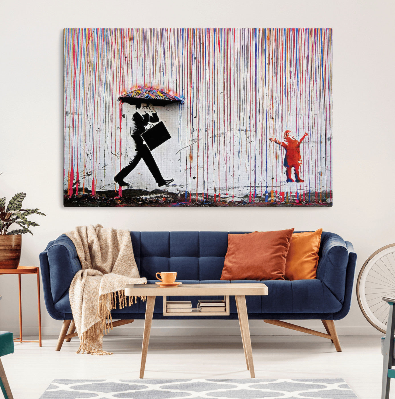 16292-MGV-CV-36X24-Banksy Wall Art Canvas Print, Framed Graffiti Art Picture Print, Banksy Urban Graffiti Perfect Modern Decor Artwork