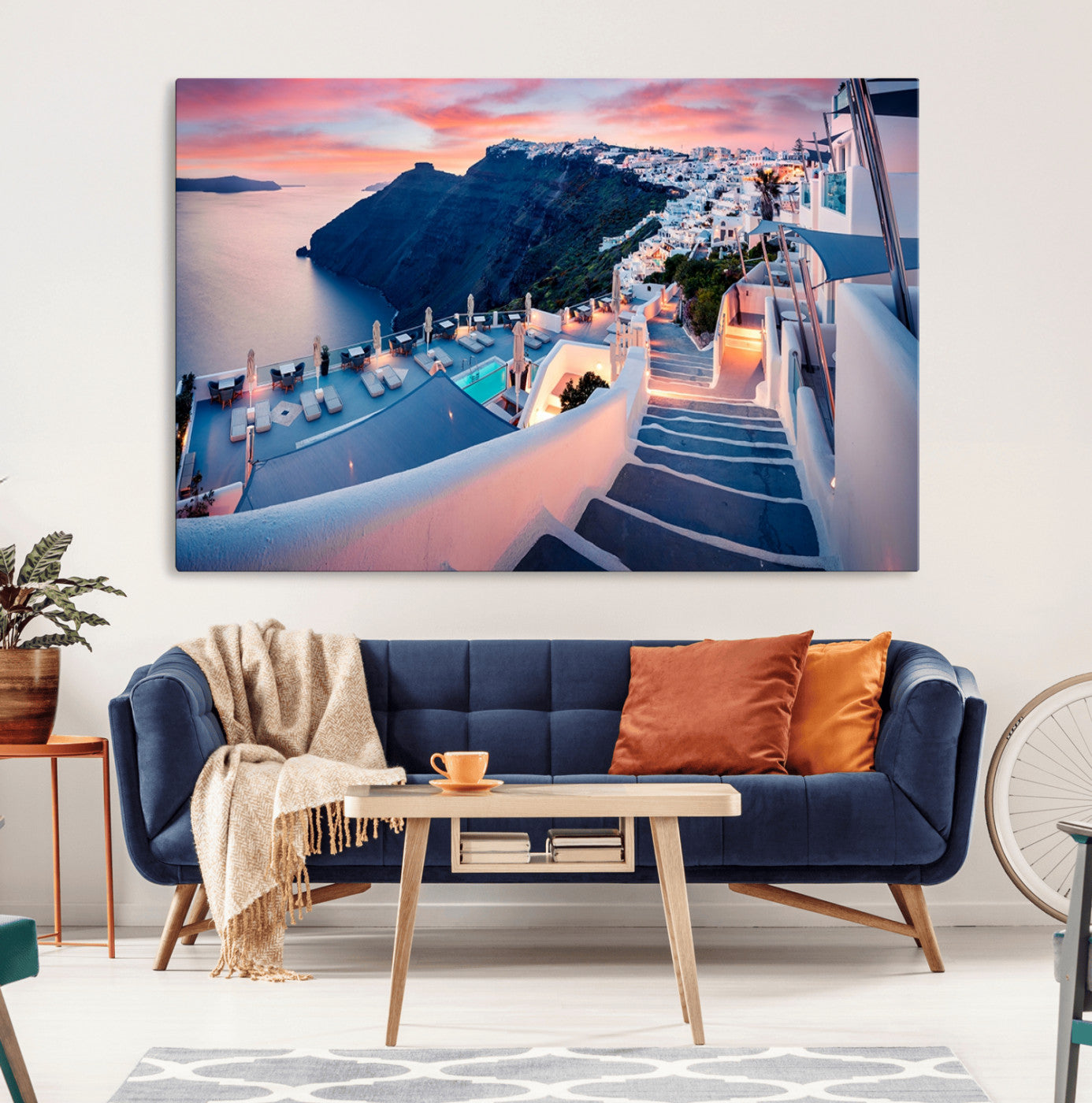 35350-MGV-CV-36X24-Santorini Island Wall Art Canvas Print